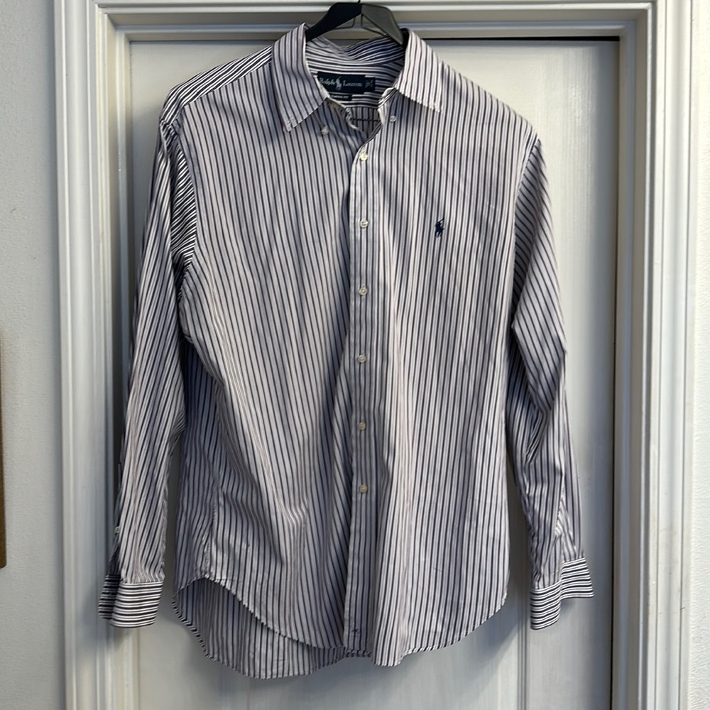 Ralph Lauren button down. Good condition, classic fit 17 / 34-35. Purple, white